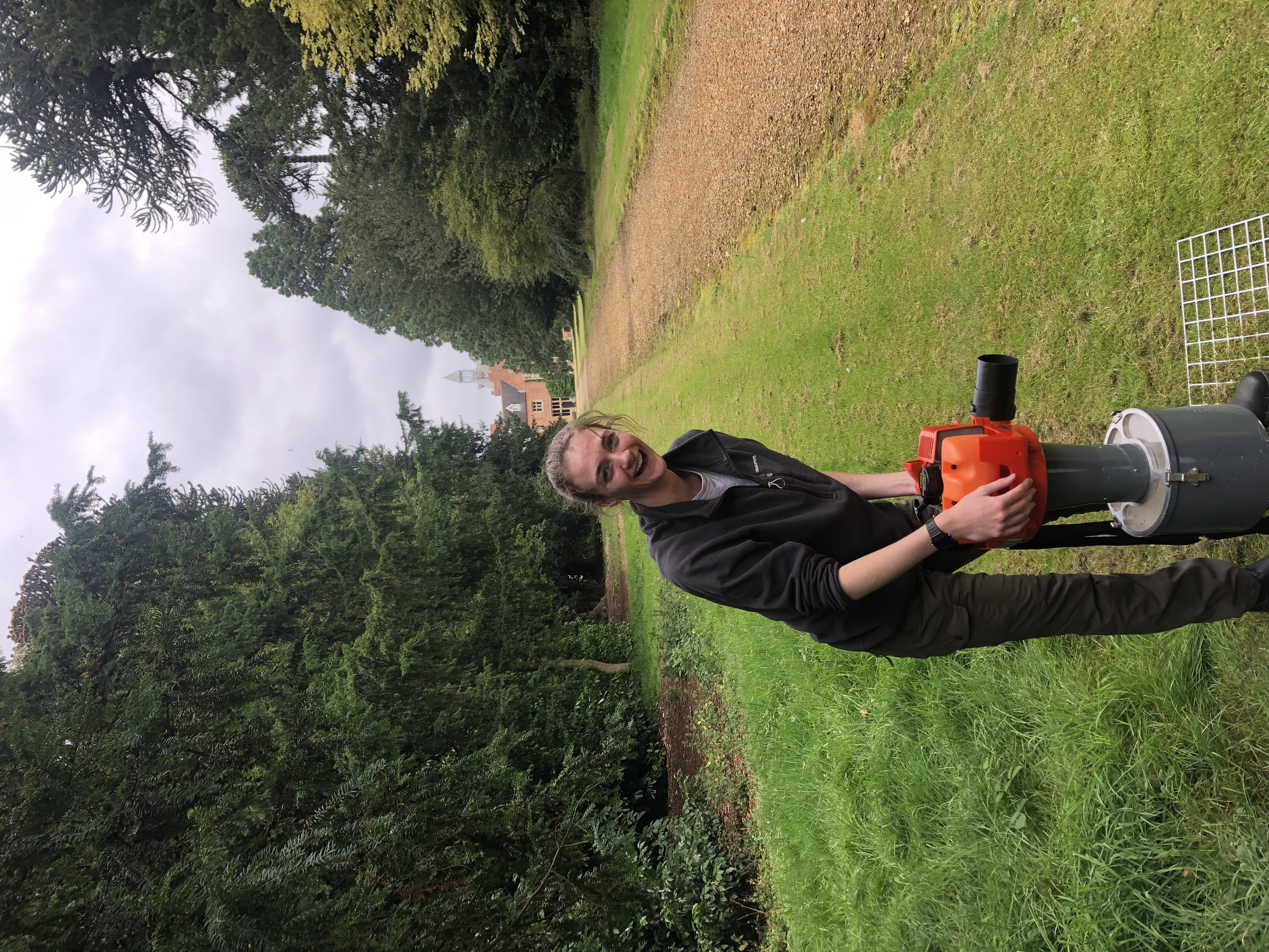 In my usual PhD role, surveying school grounds for ground-dwelling invertebrates with a suction sampler